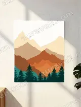 Warm Layered Mountain & Pine Tree Canvas Wall Art for Living Room Decor – view 3