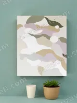 Abstract Soft-Toned Organic Shapes Canvas Wall Art for Living Room Home Decor