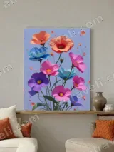 Colorful Cosmos Floral Canvas Wall Art for Living Room Bedroom Decor – view 3