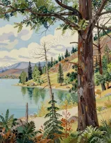 Lake Forest Tree Landscape Canvas Wall Art for Living Room Home Decor wall art print