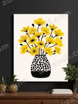 Yellow Floral in Polka Dot Vase Canvas Wall Art for Living Room Home Decor – view 3