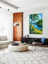 Birch Tree Lake Landscape Canvas Wall Art for Living Room Home Decor – view 5