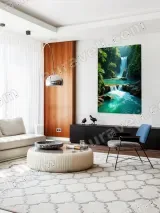 Turquoise Waterfall Rainforest Canvas Wall Art for Living Room Decor – view 5