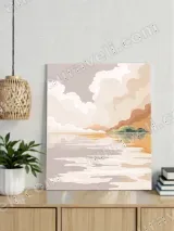 Scenic Lake Clouds & Island Canvas Wall Art for Living Room Bedroom Decor – view 2