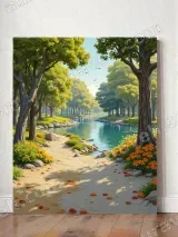 Tranquil River Forest Path Canvas Wall Art for Living Room Home Decor – вид 2