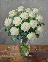 White Roses in Vase Canvas Wall Art for Home Decor botanical wall art for modern home decor