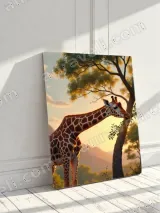 Giraffe Eating Leaves Canvas Wall Art Sunset Safari Home Decor – view 3