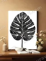 Monstera Leaf Black & White Canvas Wall Art for Home Decor – view 2