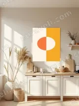 Abstract Color - Blocked Oval Canvas Wall Art for Living Room Decor – view 3