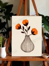 Orange Floral Vase Canvas Wall Art for Living Room Bedroom Home Decor