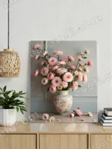 Pink Floral Vase Canvas Wall Art for Living Room Bedroom Home Decor – вид 3