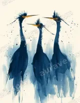 Abstract Blue Herons Canvas Wall Art for Home Decor wall art print