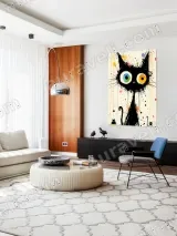 Colorful Cartoon Black Cat Canvas Wall Art for Living Room Home Decor – view 5