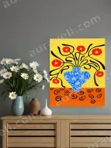 Blue Vase Red Flowers Canvas Wall Art for Living Room Home Decor – view 2