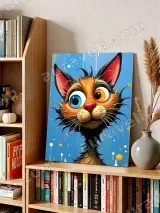 Whimsical Cartoon Cat Canvas Wall Art for Living Room Home Decor – view 4