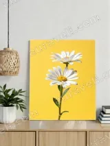 White Daisy Floral Canvas Wall Art for Living Room Bedroom Home Decor – view 3