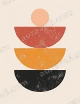 Mid - Century Modern Geometric Half - Circles Canvas Wall Art for Home Decor wall art print