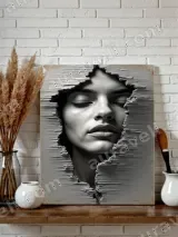 Surreal Textured Face Canvas Wall Art for Living Room Home Decor