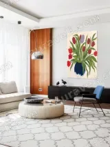 Tulips in Blue Vase Floral Canvas Wall Art for Home Decor – вид 4