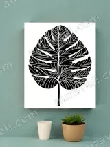 Monstera Leaf Black & White Canvas Wall Art for Home Decor – view 3