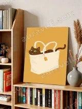 Cute Cat in Tote Bag Canvas Wall Art for Living Room Home Decor – view 4