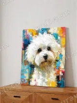 Colorful Abstract White Puppy Canvas Wall Art for Home Decor – вид 4