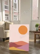 Abstract Sun & Pastel Mountains Canvas Wall Art for Living Room Home Decor – view 2