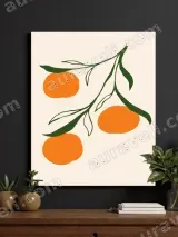 Minimalist Orange Branch Canvas Wall Art for Living Room Home Decor