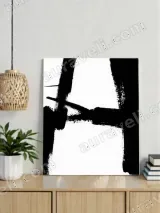 Abstract Black Brushstroke Canvas Wall Art for Living Room Home Decor – view 3