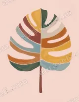 Color Block Monstera Leaf Canvas Wall Art for Bedroom & Living Room Decor wall art print
