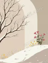Winter Snow Tree & Floral Canvas Wall Art for Home Decor wall art print