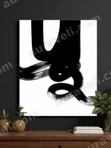 Abstract Black White Brushstroke Canvas Wall Art for Living Room Home Decor