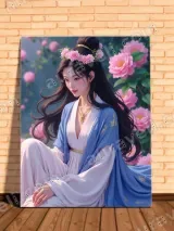 Elegant Asian Lady Floral Canvas Wall Art for Bedroom Home Decor – view 2
