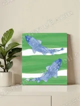 Blue Koi Fish Canvas Wall Art for Living Room Bedroom Home Decor – вид 2