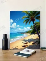 Tropical Beach Palm Tree Canvas Wall Art, Coastal Home Decor for Living Room Bedroom – view 4