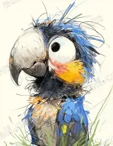 Whimsical Cartoon Parrot Canvas Wall Art for Living Room Home Decor wall art print