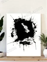 Abstract Black Ink Splatter Canvas Wall Art for Living Room Home Decor