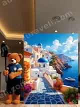 Santorini Coastal Village Canvas Wall Art Mediterranean Home Decor