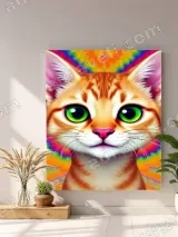 Psychedelic Rainbow Cat Canvas Wall Art for Living Room Bedroom Decor – вид 4