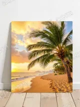 Tropical Beach Palm Tree Sunset Canvas Wall Art for Home Decor