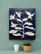 Textured Botanical Leaf Wall Art for Living Room Bedroom Home Decor