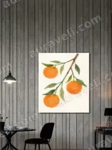 Watercolor Oranges Branch Canvas Wall Art for Living Room Home Decor – view 2