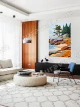 Coastal Beach Rock & Pine Canvas Wall Art for Living Room Home Decor – view 5