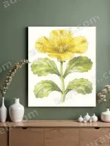 Yellow Floral Botanical Canvas Wall Art for Living Room & Bedroom Decor