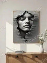Surreal Textured Face Canvas Wall Art for Living Room Home Decor – вид 2