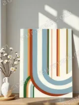 Abstract Curved Stripes Canvas Wall Art for Living Room Home Decor – view 4