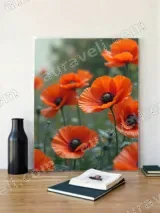Orange Poppies Floral Canvas Wall Art for Living Room Bedroom Home Decor