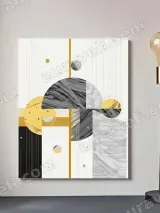 Abstract Geometric Gold & Marble Canvas Wall Art for Living Room Home Decor – view 2