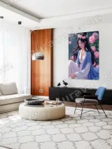 Elegant Asian Lady Floral Canvas Wall Art for Bedroom Home Decor – view 5