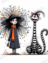 Whimsical Girl & Striped Cat Canvas Wall Art for Home Decor wall art for modern home decor